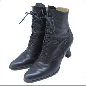 YSL vintage black leather short riding boots 6.5 womens